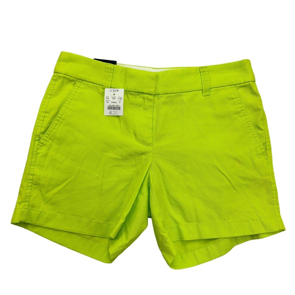 J. Crew Shorts Womens 0 Green Chino 5" Short Flat Front Low Rise Re Imagined